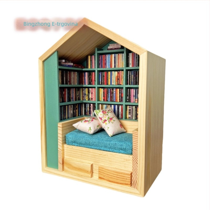 Drvena ukras Anxiety Book Room — borovo drvo, moderni minimalistički stil