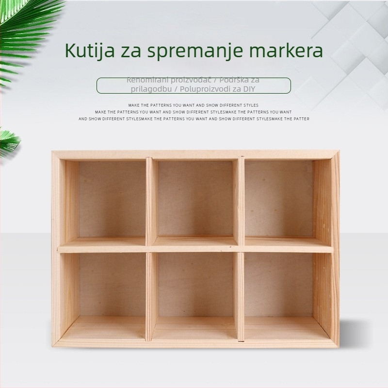 Drvena kutija za markere LC-85 s poklopcem, stolni organizator, 20 pretinaca