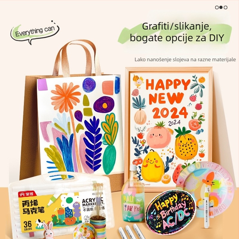 Master akrilni marker – set od 60 boja, za dječje umjetnosti, pogodan za osnovnu školu i vrtić