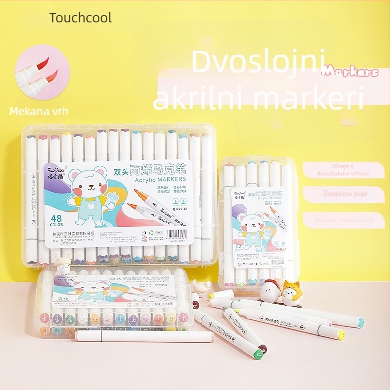 Taqiku dvostruko završni akrilni marker set, brzo-sušeći mekani vrhovi, vodootporni i s mogućnošću slaganja