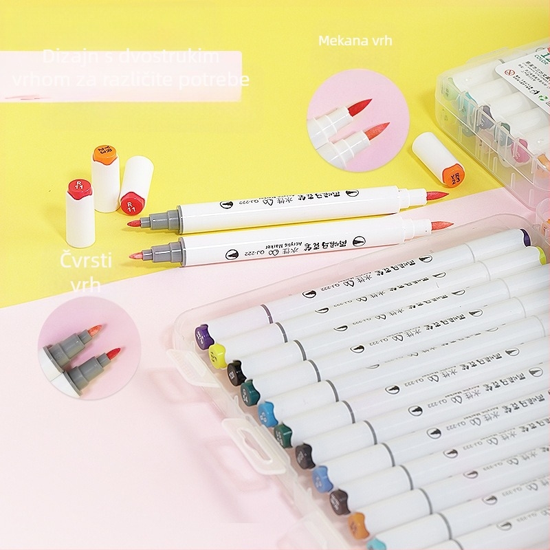 Taqiku dvostruko završni akrilni marker set, brzo-sušeći mekani vrhovi, vodootporni i s mogućnošću slaganja