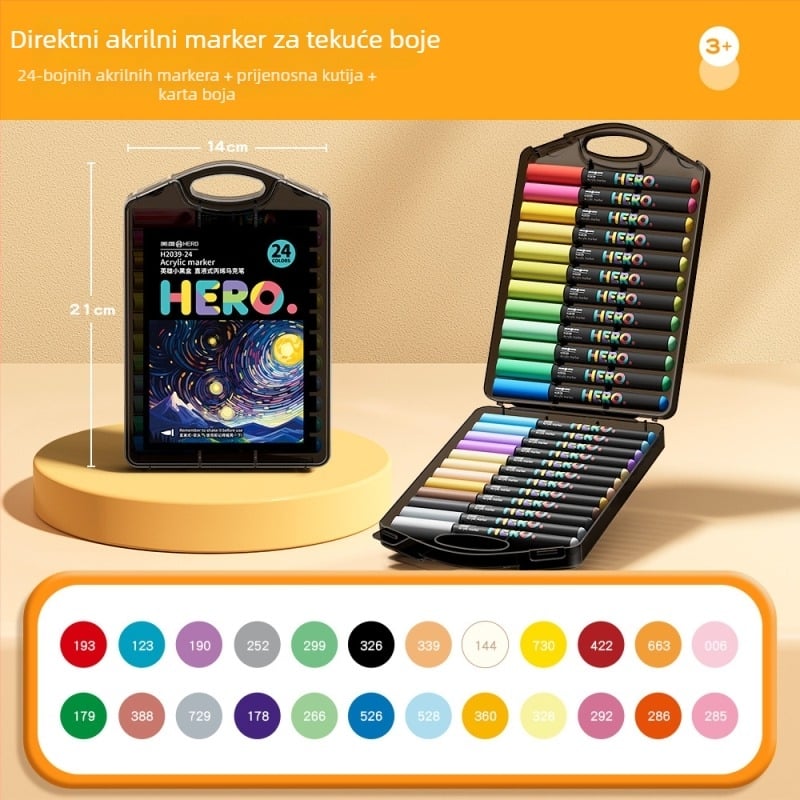 Direktni tekući akrilni marker s mekanim vrhom za akvarel, Hero H2039