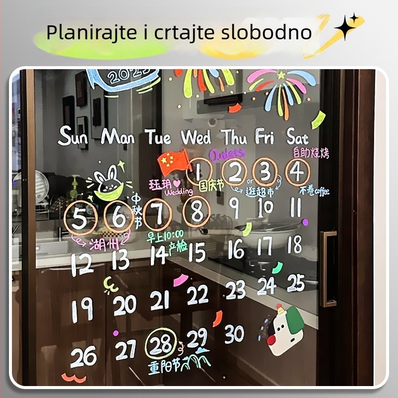 Marker za staklo, šarene boje, izbrisiv, tekući, mekan vrh, za grafite na staklenim vratima, bijelim pločama, ogledalima, fluorescencijskim pločama i izlozima