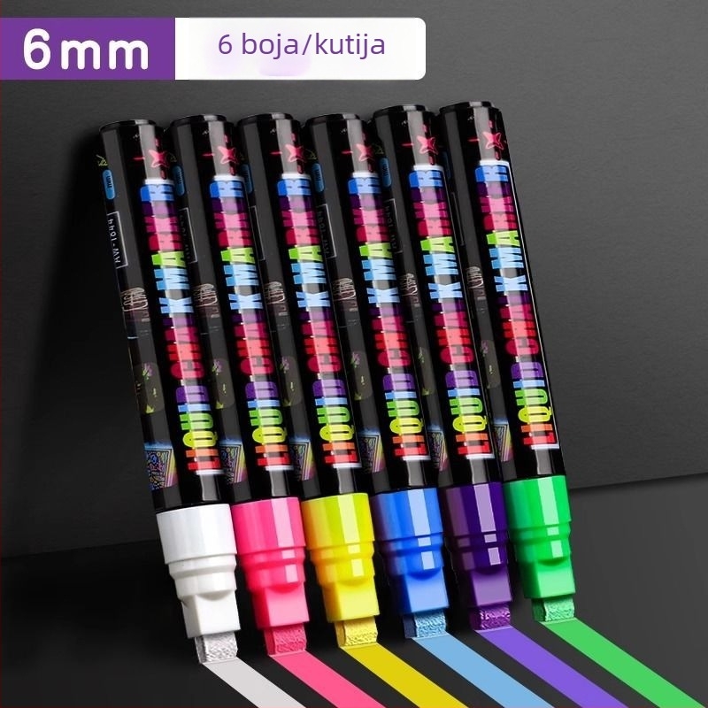 Marker za staklo, šarene boje, izbrisiv, tekući, mekan vrh, za grafite na staklenim vratima, bijelim pločama, ogledalima, fluorescencijskim pločama i izlozima