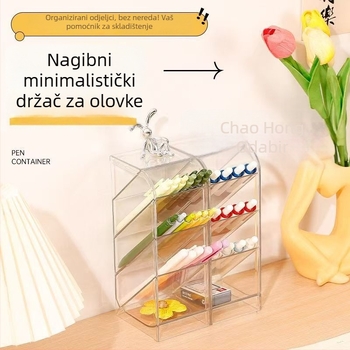 Grace diagonalan držač za olovke - plastičan, kvadratnog oblika, tisk logotipa dostupan, prilagodba moguća