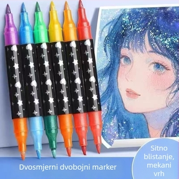 Dvostrani svjetlucavi marker i gel olovka za akrilne pigmente — za dječje rukopisne plakate; mogućnosti nadopune: 24/48/72/96