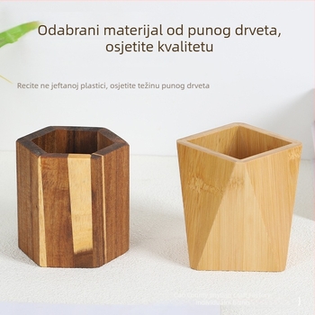 Držač za olovke od drveta — moderni minimalistički stil, model 21, organizacija radnog stola