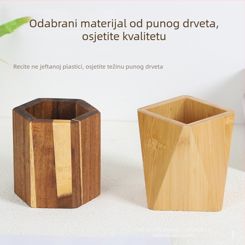 Držač za olovke od drveta — moderni minimalistički stil, model 21, organizacija radnog stola