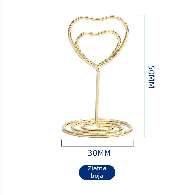 Držač vizitki od metala u obliku srca, uspravni držač poruka, Xingronglian, model Love business card holder, pakiranje u vrećici