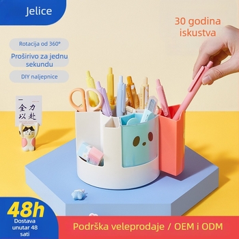 Jelis Rotirajući držač olovki za učenike | Kružni plastični spremnik za olovke, pogodan kao dar