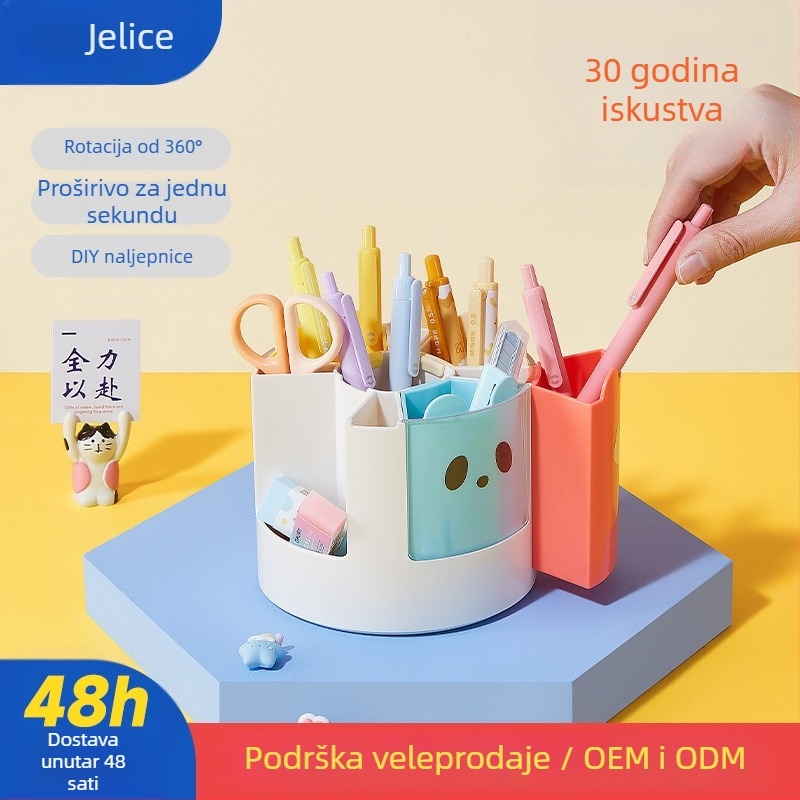 Jelis Rotirajući držač olovki za učenike | Kružni plastični spremnik za olovke, pogodan kao dar