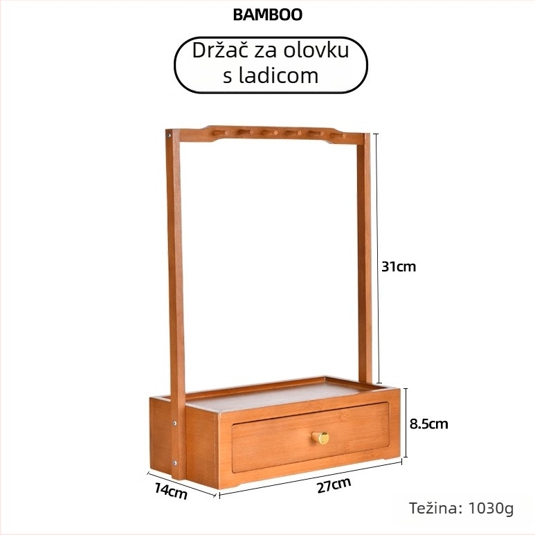 Držač za olovke s ladicom za kaligrafiju, drveni, višenamjenski, model Drawer pen holder-02, Fenbai