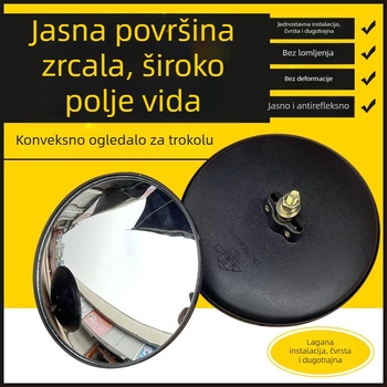 Električni tricikl s krovom i retrovizorima, poljoprivredni tricikl s reflektorom, konveksni i kružni retrovizori, veliki i mali