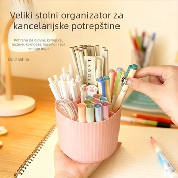 Okretni okrugli držač za olovke od PP, stolni organizator za olovke i četkice za šminku, model 01, 110 g