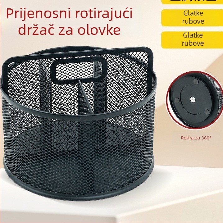 Okretni metalni držač za olovke za stolno korištenje, kružnog oblika, model 2016, broj proizvoda 2016, prilagodba: Da