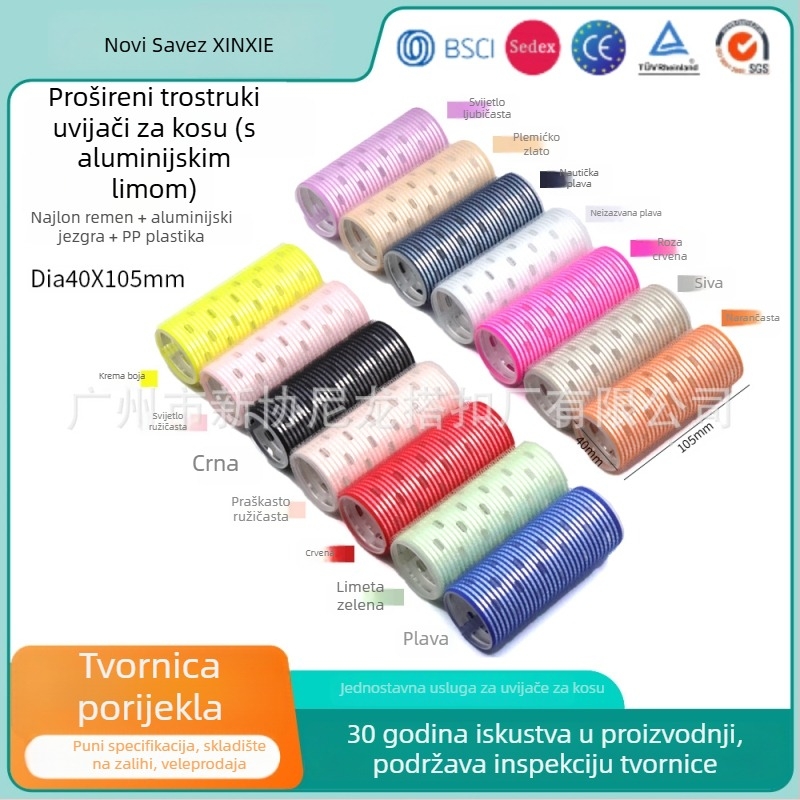 Samoljepljivi valjak za kosu za šiške, marka Xinxie curling barrel, materijal: najlon + aluminijski list + novo plastično jezgro