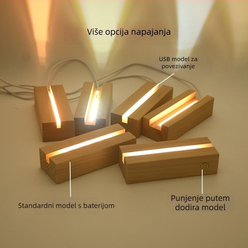 Drvena duga baza lampe, noćna svjetiljka u korejskom stilu za DIY animacijske kartice, akrilne ukrasne figure