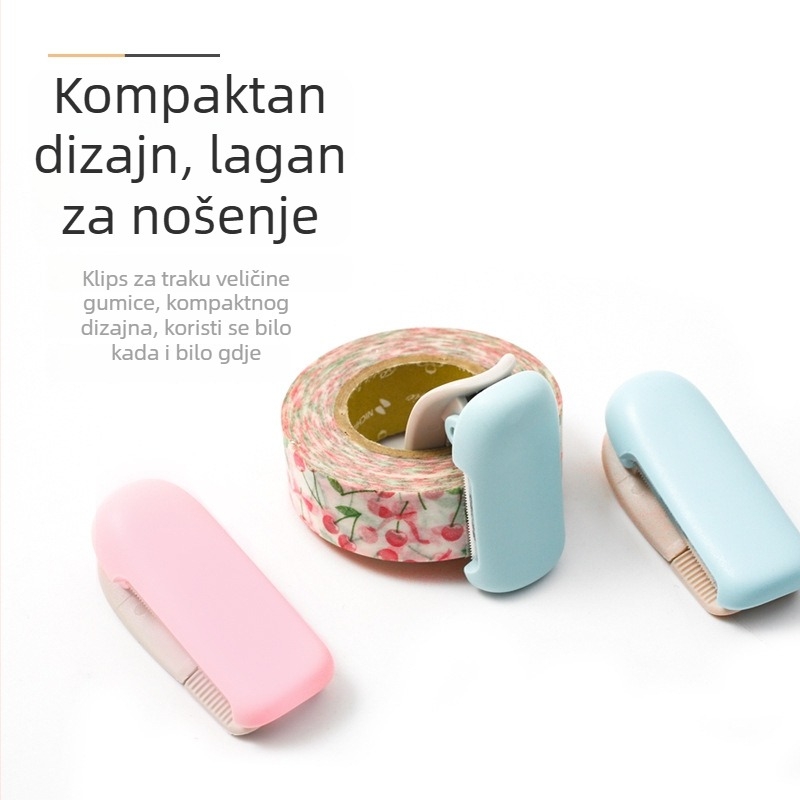 KOKUYO Guoyu Karu-Cut mini ručni rezač trake, nehrđajući čelik, model T-SM401LB, dimenzije 40×20×20 mm, širina trake do 25 mm