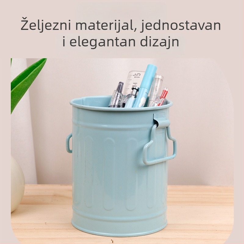 Željezni cilindrični držač olovaka za ured i studente, kružni oblik, mogućnost ispisa logotipa