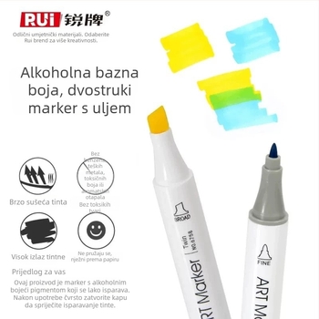Rui 6758 marker s uljem, dvostruki vrh – set, serija animacijskih boja, za učenike i dječje crtanje