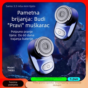 Električni brijač za tijelo s funkcijom potpune pranja tijela, plivajuća rotirajuća glava (>4 oštrice), 90 minuta rada, ugrađena baterija