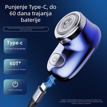 Električni brijač za tijelo s funkcijom potpune pranja tijela, plivajuća rotirajuća glava (>4 oštrice), 90 minuta rada, ugrađena baterija