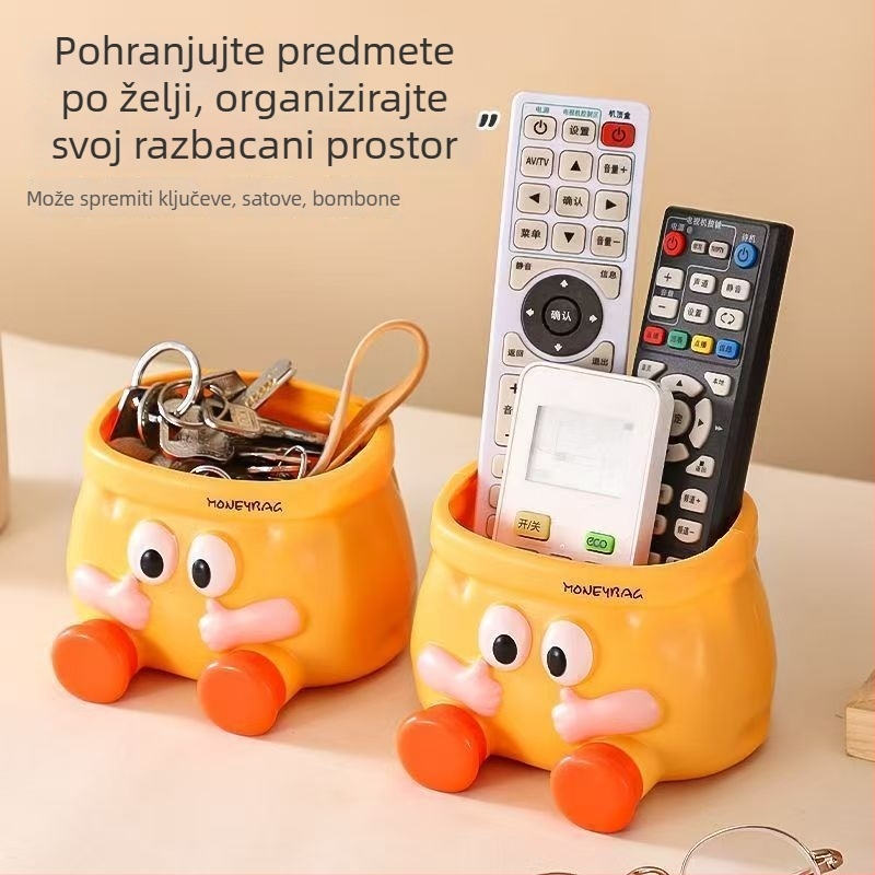 Desktop držač olovaka u obliku papirnate vrećice — ABS, kapacitet 0,5 L, crtani slatki stil, bez poklopca, moguć tisak logotipa