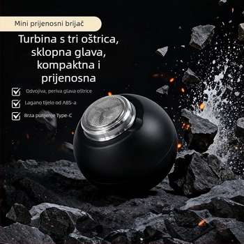 Električno brijanje za muškarce s rotirajućom glavom s 3 oštrice, USB punjenje, odvaja se i pere glava, ugrađena baterija 300–500 mAh, trajanje rada najmanje 60 minuta