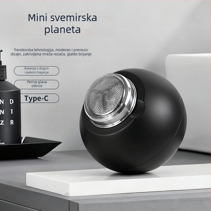 Električno brijanje za muškarce s rotirajućom glavom s 3 oštrice, USB punjenje, odvaja se i pere glava, ugrađena baterija 300–500 mAh, trajanje rada najmanje 60 minuta