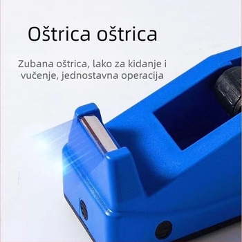 Plastični stolni držač trake s rezačem; model: držač trake za uredske potrebe; širina trake do 18 mm; promjer osovine trake 2,5 cm