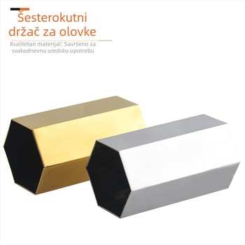 Metalni heksagonalni držač za olovke s logom – uredski organizator i dekorativna vaza