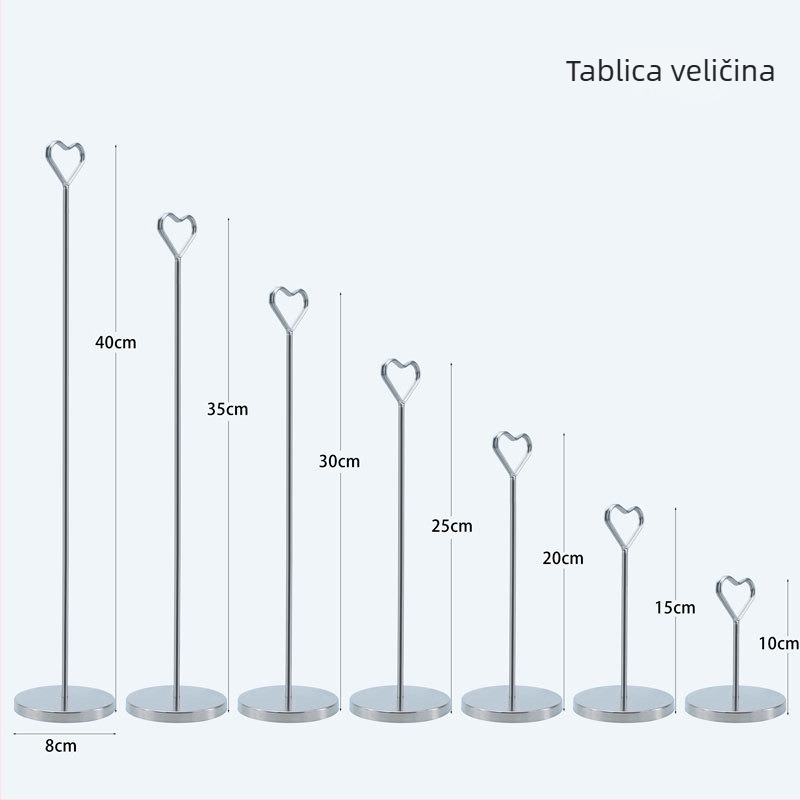 Veliki metalni držač kartica sa bazom za svadbene oznake mjesta, kartice za švedski stol, poruke i fotografije