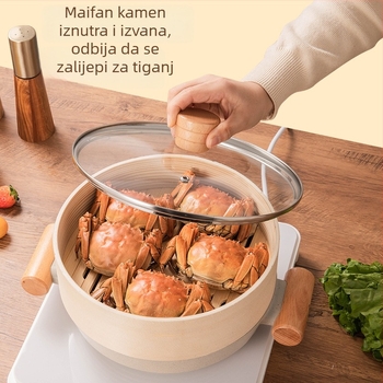 Sword dvostruko slojna aluminijska posuda za kuhanje na paru s staklenim poklopcem, model 804, dubina 7 cm, neprijanjajuća površina