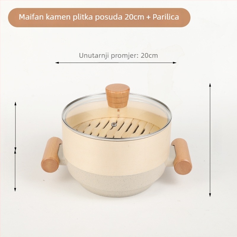 Sword dvostruko slojna aluminijska posuda za kuhanje na paru s staklenim poklopcem, model 804, dubina 7 cm, neprijanjajuća površina