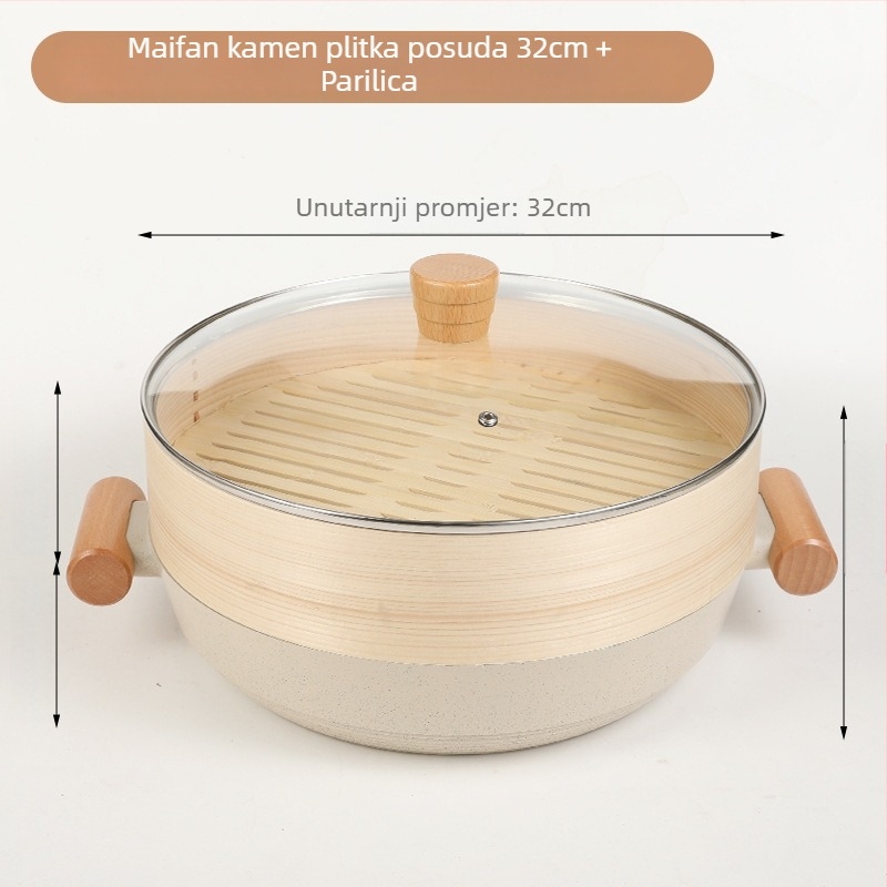 Sword dvostruko slojna aluminijska posuda za kuhanje na paru s staklenim poklopcem, model 804, dubina 7 cm, neprijanjajuća površina