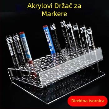 Stolni držač za olovke s korakom za pohranu, proziran dizajn, pretinci za olovke i markere (Materijal: smola)