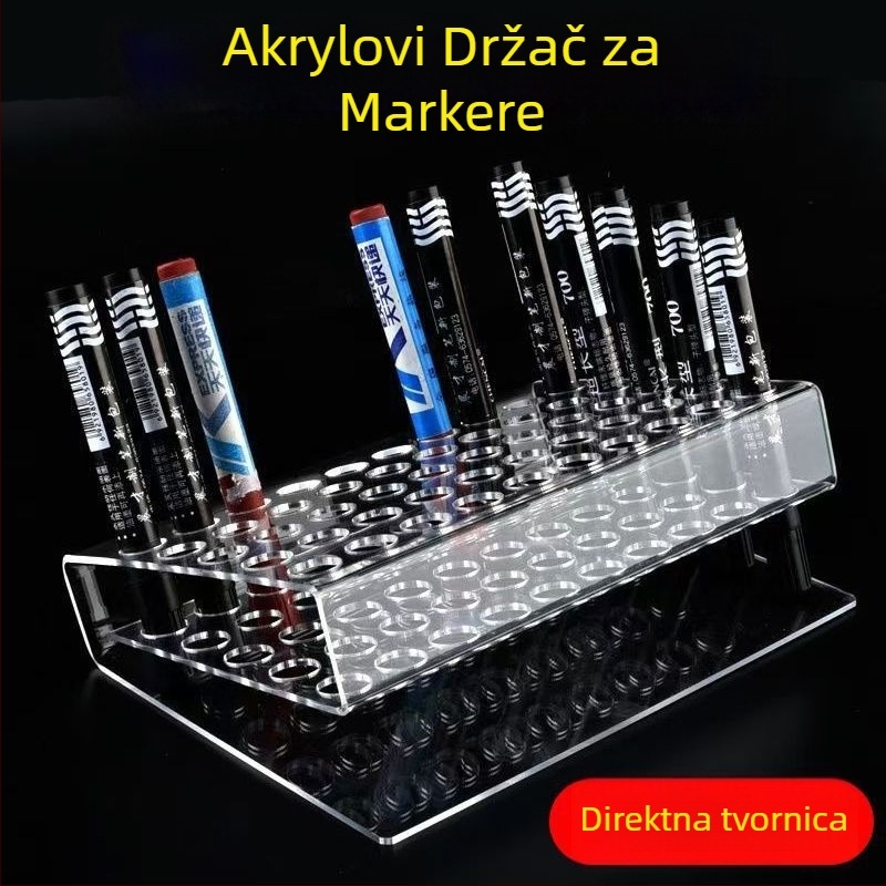 Stolni držač za olovke s korakom za pohranu, proziran dizajn, pretinci za olovke i markere (Materijal: smola)