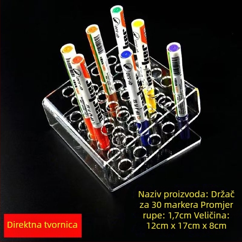 Stolni držač za olovke s korakom za pohranu, proziran dizajn, pretinci za olovke i markere (Materijal: smola)