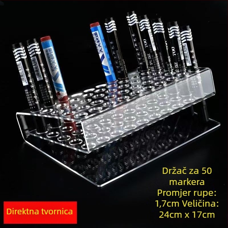 Stolni držač za olovke s korakom za pohranu, proziran dizajn, pretinci za olovke i markere (Materijal: smola)