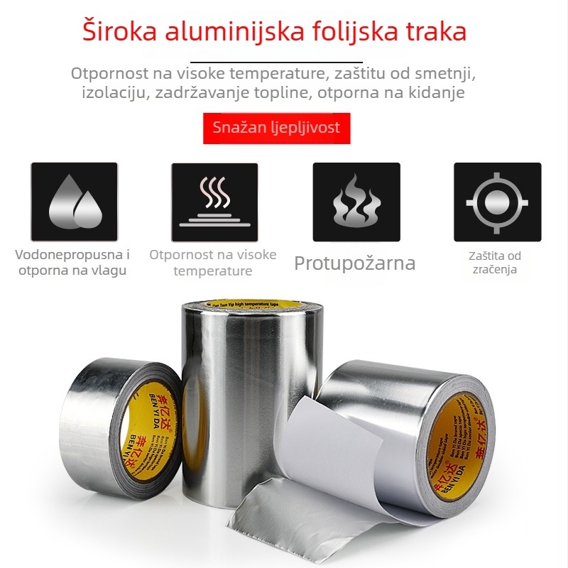 Yida visokotemperaturna aluminijska folijska traka za brtvljenje i popravak curenja na kuhinjskom napa, vodonepropusnost, popravak bojlera, aluminij 999