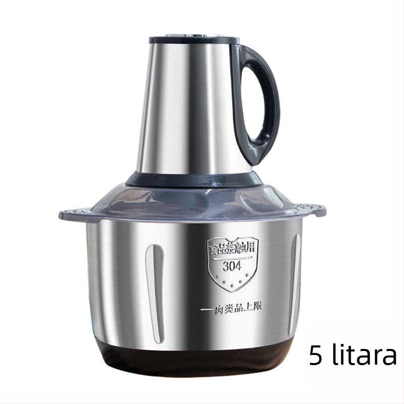 Domaći električni mljevenik za meso s kapacitetom 5 L, 5 brzina, 40 000 RPM, nehrđajuća posuda i kućište, višenamjenski kuhinjski procesor