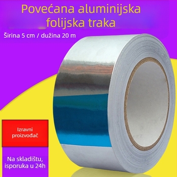 Metalna popravna traka za cijevi i uređaje – aluminijska folija, debljina 0,1 mm, temperaturna otpornost kratkoročno 130°C i dugoročno od -20°C do 120°C, pogodna za curenje na cijevima hladnjaka, klima uređaja i bojlera