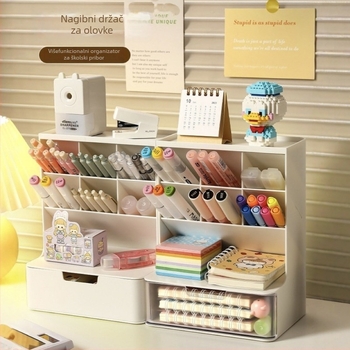 Držač olovke za učenike – stolni organizator s nagibnim dizajnom (plastika; bez logotipa; bez prilagodbe; bez IP dozvole; bez licenciranih marki)