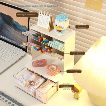 Držač olovke za učenike – stolni organizator s nagibnim dizajnom (plastika; bez logotipa; bez prilagodbe; bez IP dozvole; bez licenciranih marki)