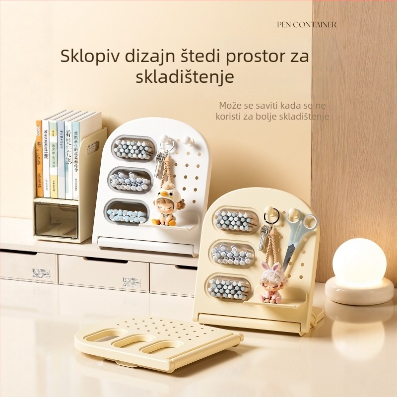 Nagnuti stolni organizator s perforiranom pločom za olovke i četkice za šminku, kapacitet 1 l