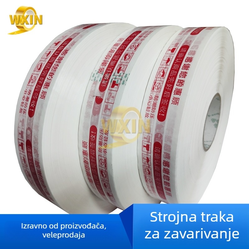 Strojna traka za pakiranje - prozirna, 50 μm debljine, BOPP film, ljepilo osjetljivo na pritisak, visoka viskoznost, za automatske balirne strojeve