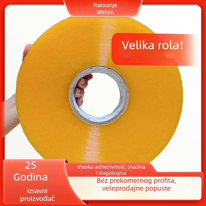 Strojna traka za pakiranje - prozirna, 50 μm debljine, BOPP film, ljepilo osjetljivo na pritisak, visoka viskoznost, za automatske balirne strojeve