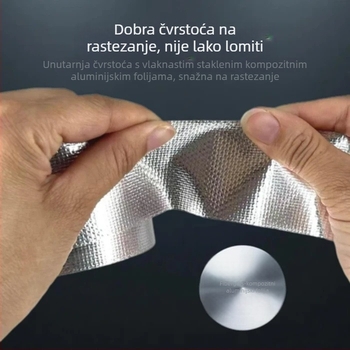 Traka od vlakana stakla s aluminijskom folijom za zaštitu cijevi vanjske jedinice klima uređaja, UV otporna, vodootporna, toplinska izolacija, debela, anti-age