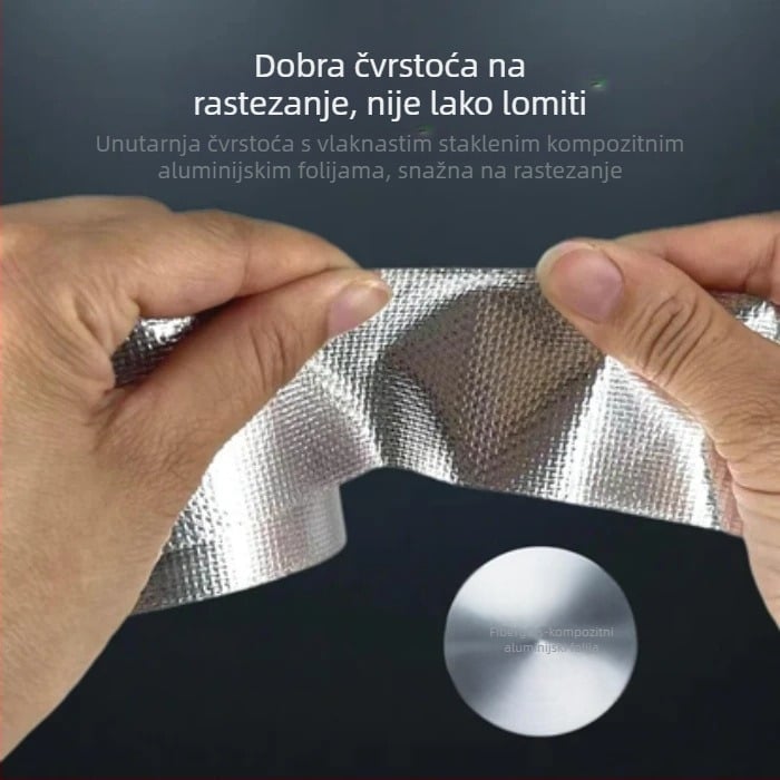 Traka od vlakana stakla s aluminijskom folijom za zaštitu cijevi vanjske jedinice klima uređaja, UV otporna, vodootporna, toplinska izolacija, debela, anti-age