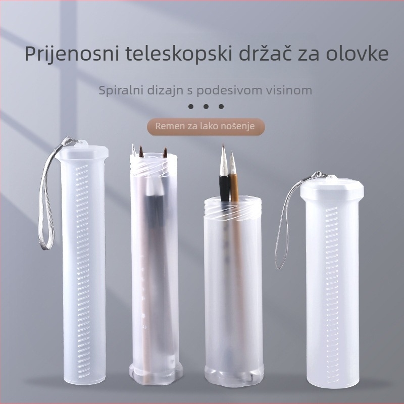 Prozirni plastični držač za olovke i četkice, prenosiv i lagan, spiralni spremnik za umjetničke potrepštine